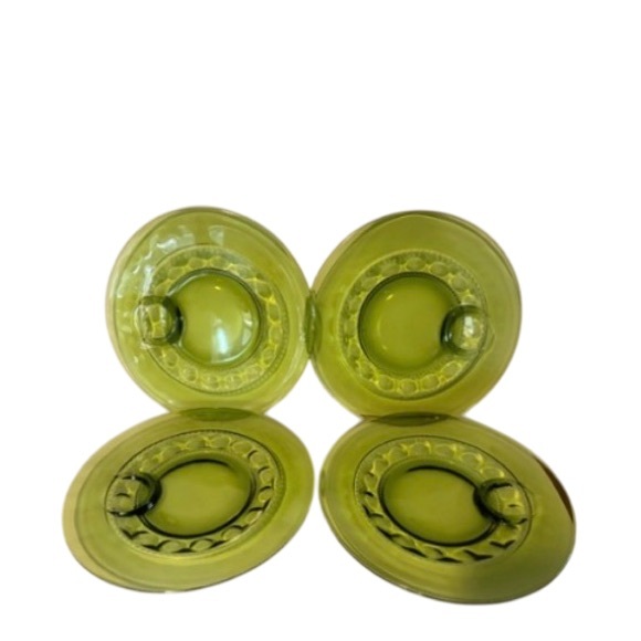 Indiana Glass Avocado Green Vintage Kings Thumbprint 12 Pc. Snack Set - Picture 2 of 3